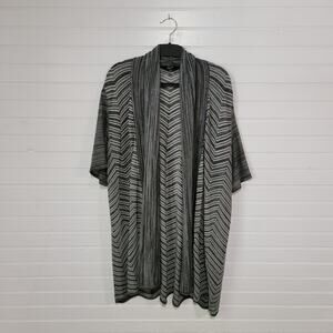 Misook Plus Size 1X Cardigan‎ Sweater Chevron Striped Long Duster Stretch Knit